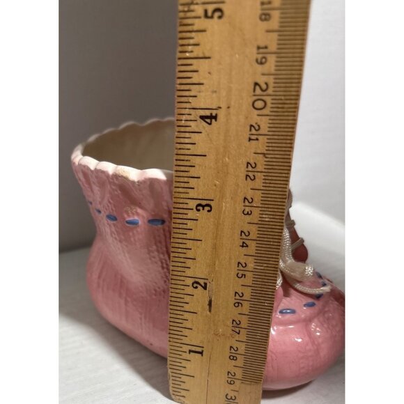 Inarco Ceramic Pink Baby Bootie Planter With Lace Detail Japan Vintage 3.25" Tal - Picture 6 of 9